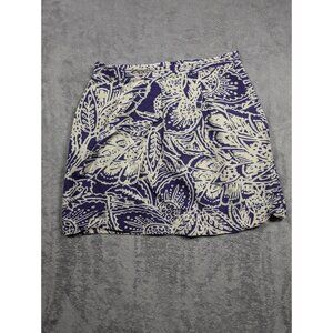 Loft Skirt Womens Size 6 Purple Linen A-Line Mini Leafs Tropical Vacation Hawaii